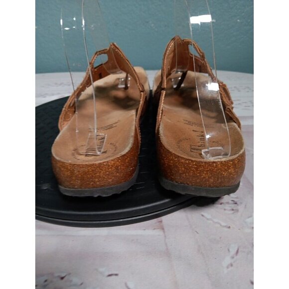 THINK Julia Womens Size 41 Thong Sandals Mosaic Geometric Slides Corkbed Leather - Picture 10 of 13